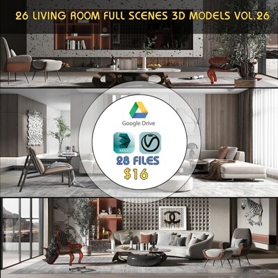 26 LIVING ROOM FULL SCENES 3D MODELS VOL26