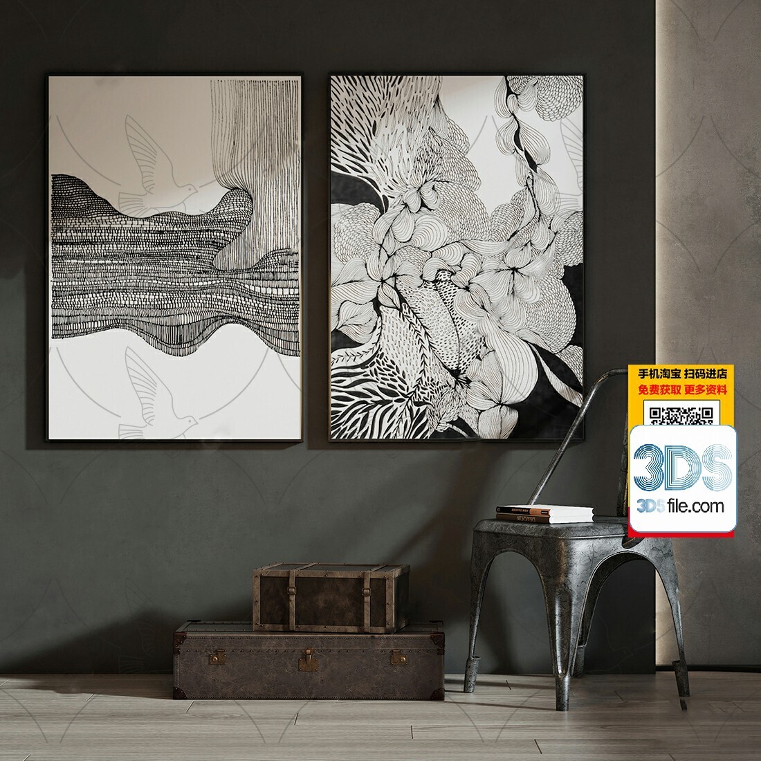 60 Decorative painting set 3d models vol.13