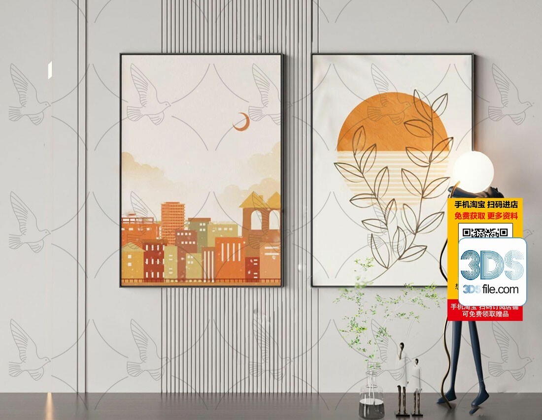 60 Decorative painting set 3d models vol.13