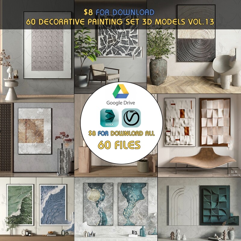 60 Decorative painting set 3d models vol.13