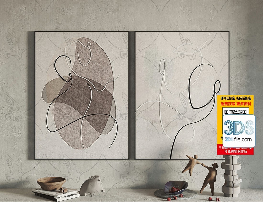 60 Decorative painting set 3d models vol.13