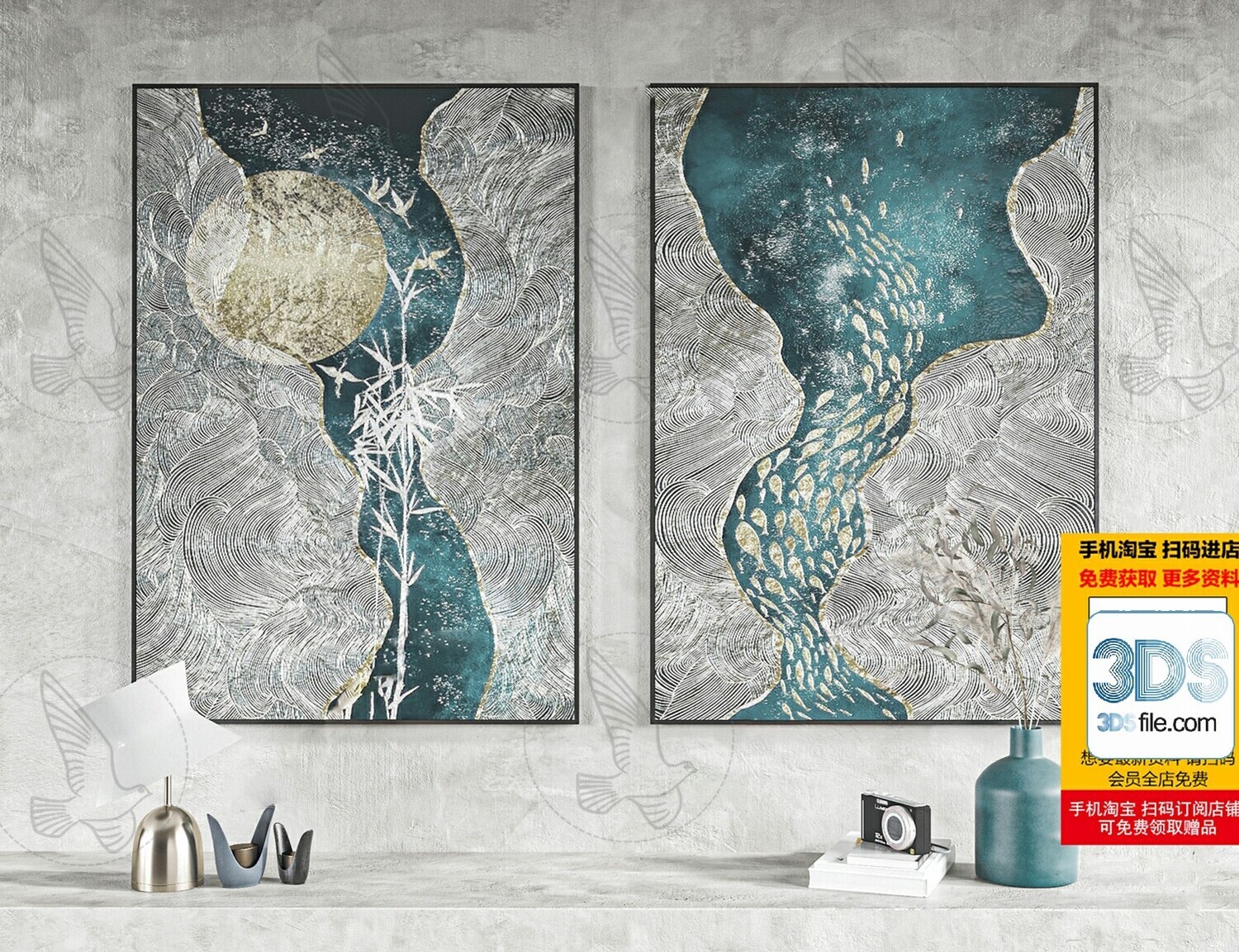 60 Decorative painting set 3d models vol.13
