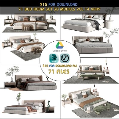 71 BED ROOM SET 3D MODELS VOL 14 - VRAY
