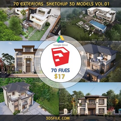 70 Exteriors sketchup 3d models vol.01