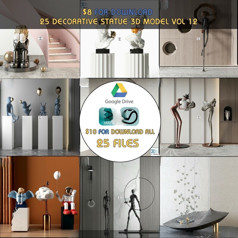 Full Collection Decorative Statue 3d Model Vol.12