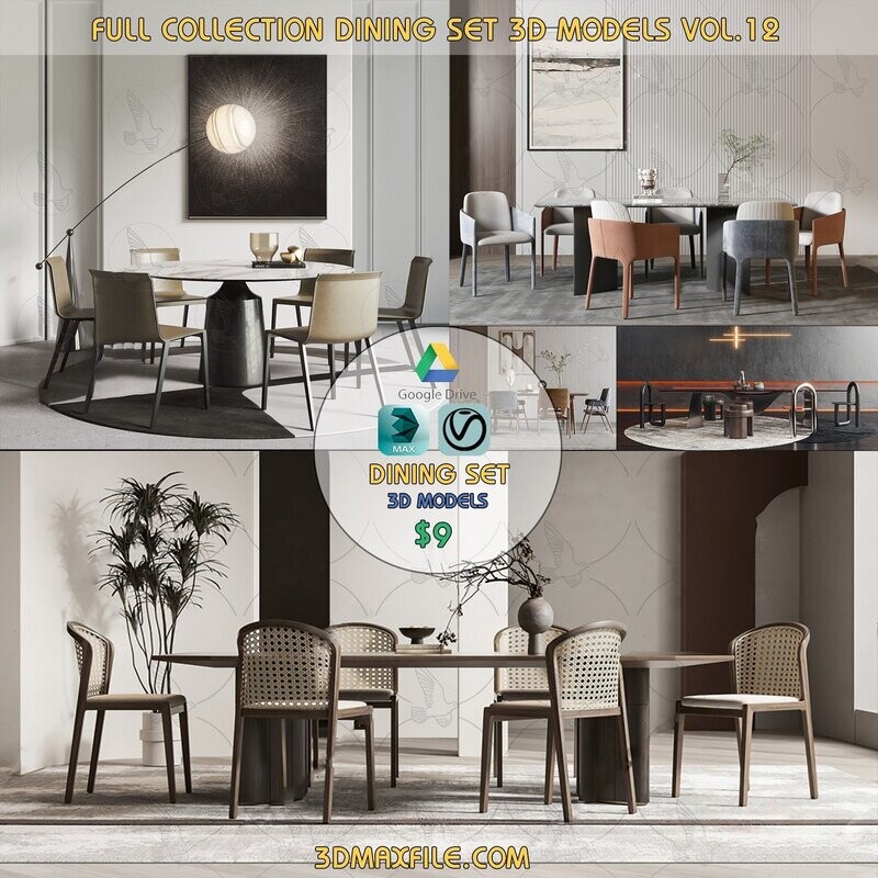 Full Collection Dining Set 3D Models vol.12