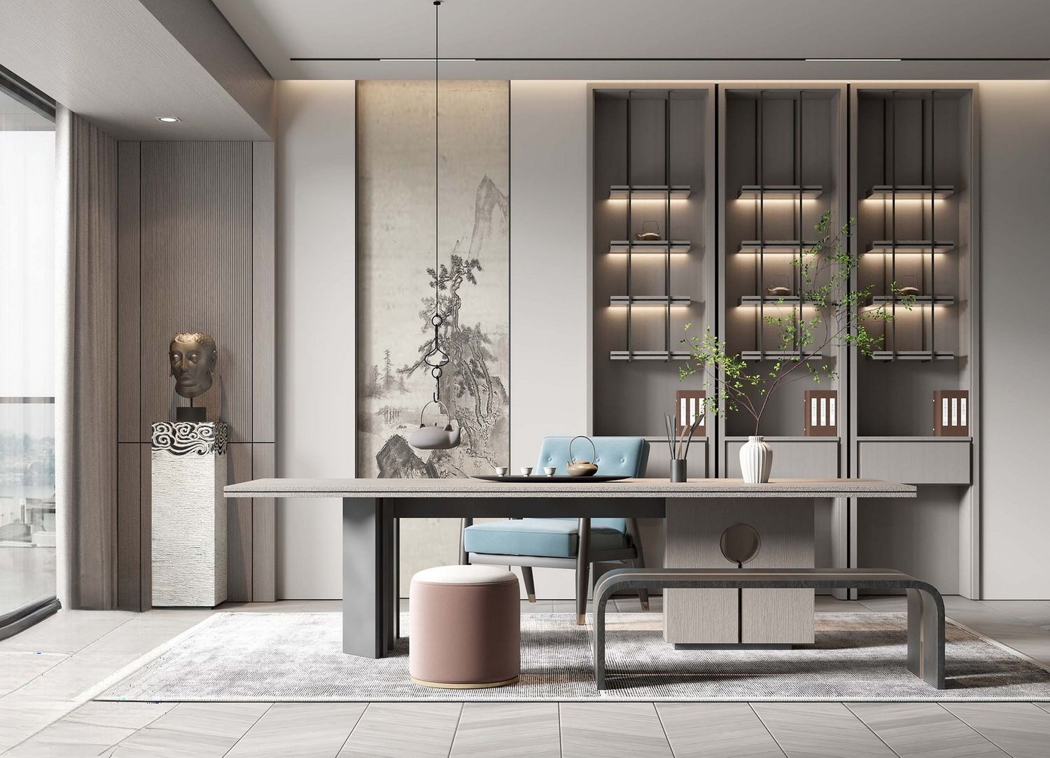 3ds Max + V-Ray | 480+ Premium Full Interior Scenes Vol 31 (Living, Bedroom, Kitchen, Dining, Home office, Tea Room)