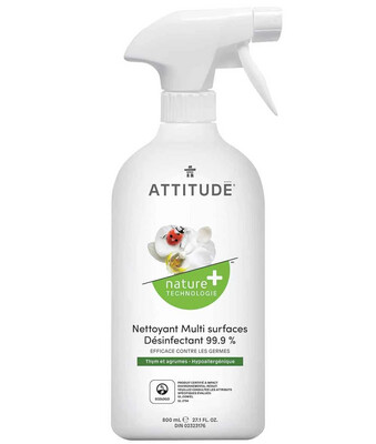 Nettoyant Multi surfaces désinfectant 99.9% – Nature+ – Thym et agrumes 800ml
