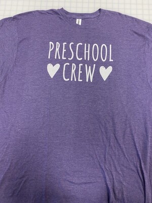 (2X) Preschool Crew - Glitter White on Heather Purple