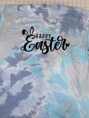 (M) Happy Easter - Turquoise Tie Dye Short Sleeve