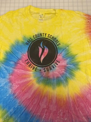 (L) Flame Thrive & Survive - Rainbow Tie Dye Short Sleeve
