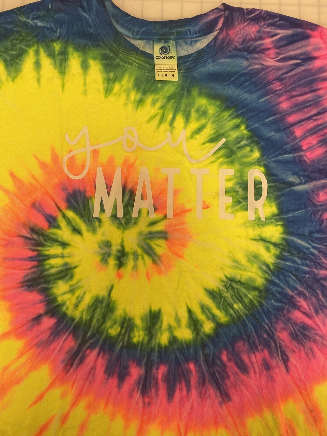 (L) You Matter - Yellow Rainbow Tie Dye Short Sleeve