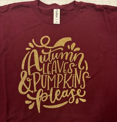 (M) Autumn Leaves & Pumpkins Please   - Long Sleeve Burgundy