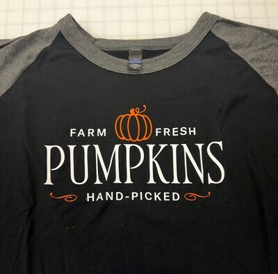 (2X) Farm Fresh Pumpkins - Black w/ Grey Sleeves Raglan