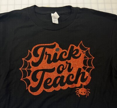(S) Trick Or Teach  - Long Sleeve Black Glitter Orange