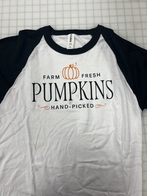 (S) Farm Fresh Pumpkins  - Raglan White w/ Black