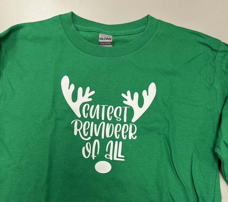 (Youth M) Cutest Reindeer  - Long Sleeve Green