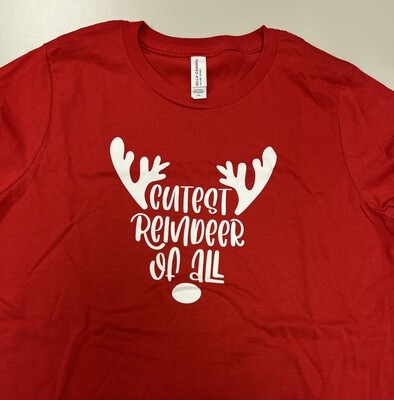 (Youth L) Cutest Reindeer - Long Sleeve Red