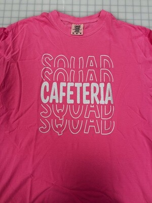 (M) Cafeteria Squad  - Short Sleeve Neon Pink Glitter White