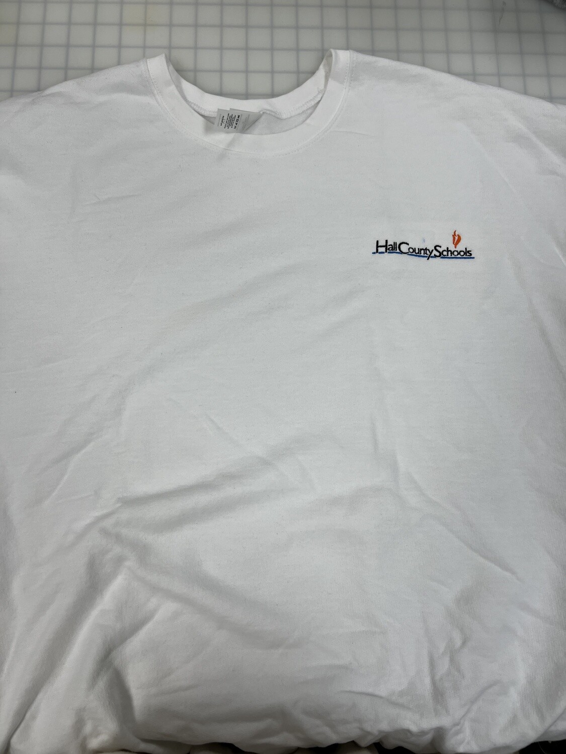 Embroidered HallCo Logo Fleece Crew White - 2X