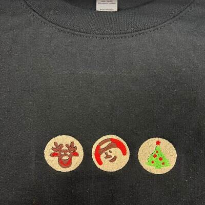 Embroidered Holiday Cookie Fleece Crew
