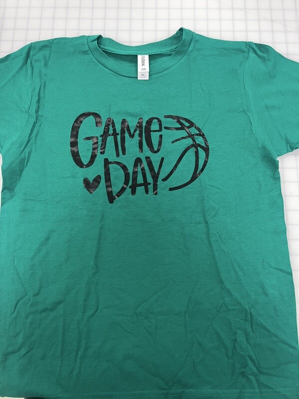 (Youth XL)  Game Day Basketball  - Short Sleeve Green
