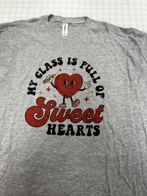(2X) Class Full Of Sweet Hearts - Short Sleeve Heather Grey