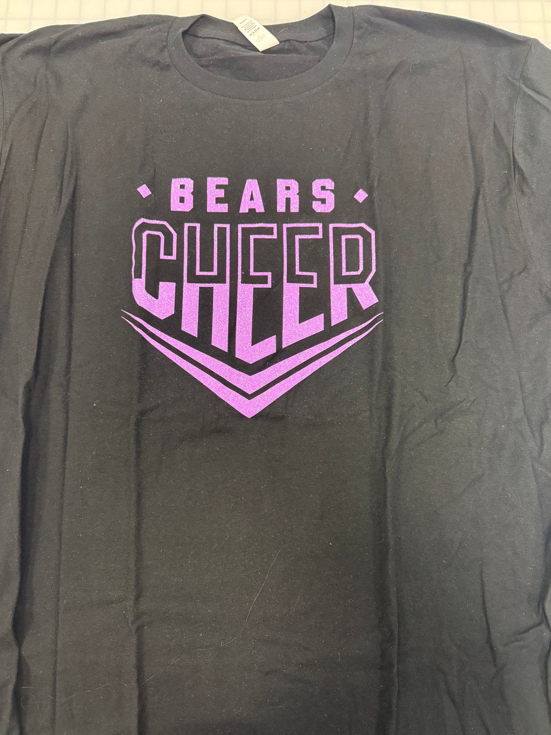 (XL) Bears Cheer  - Glitter Neon Purple - Short Sleeve Black