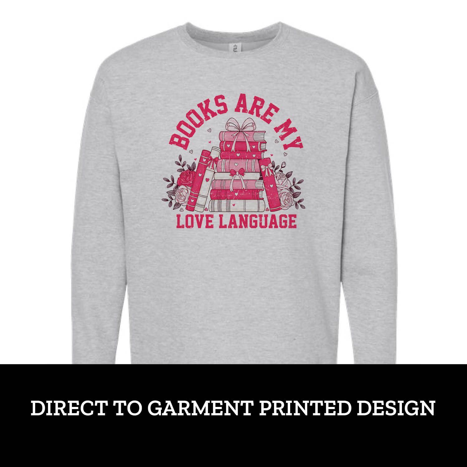 Books Love Language Fleece Crew