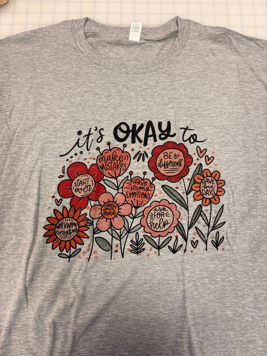 (XL) It's Okay - Short Sleeve Heather Grey