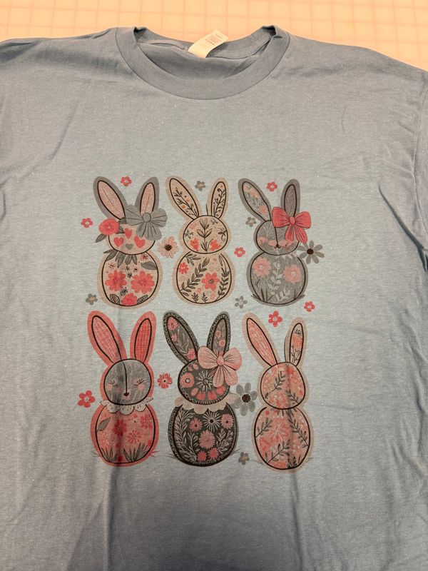 (XL) Pattern Bunnies  - Short Sleeve Slate