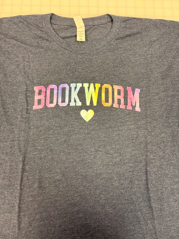 (XL) Bookworm  - Short Sleeve Heather Denim