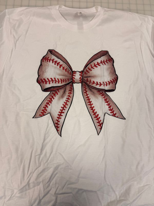 (L) Baseball Bow  - Short Sleeve Silver