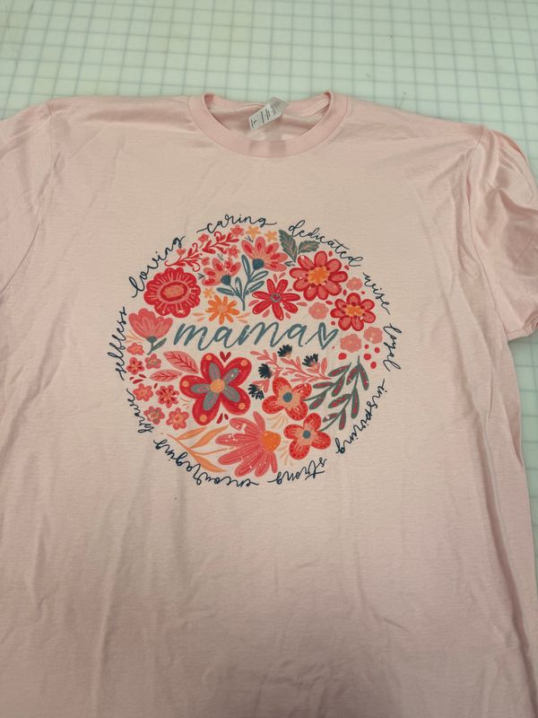 (L) Momma Flowers - Short Sleeve Pink