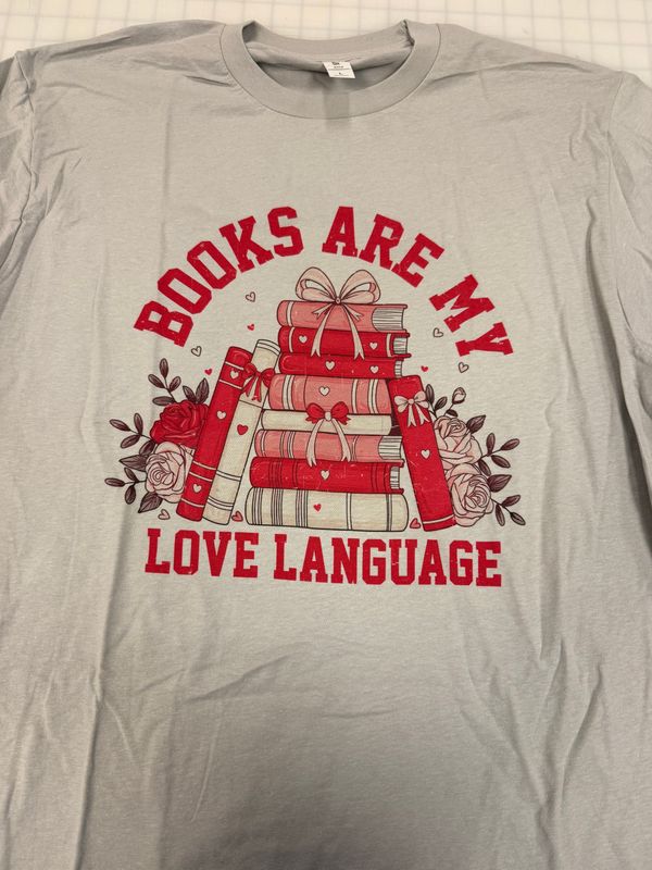 (L) Books Love Language  - Short Sleeve Silver