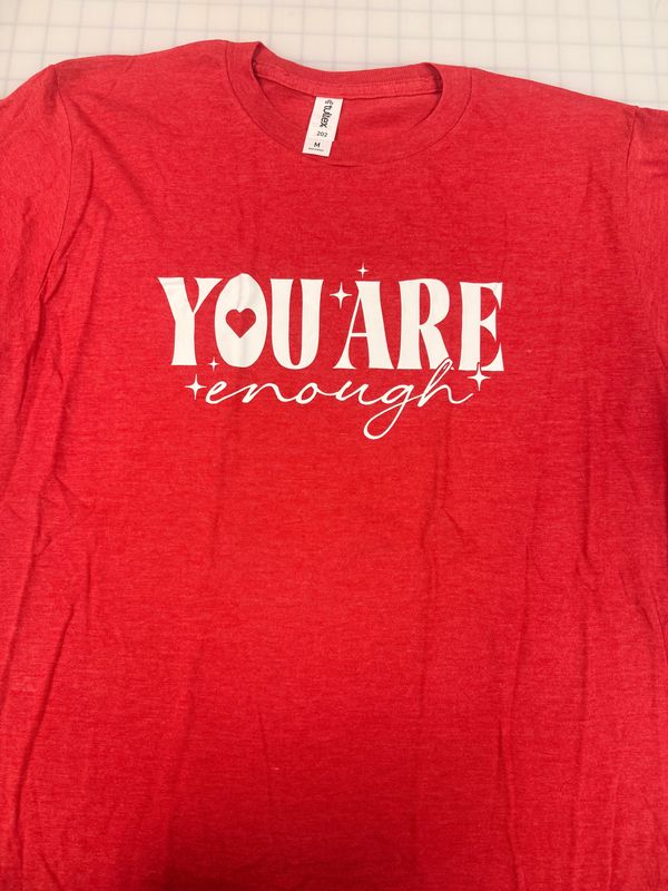 (M) You Are Enough  - Short Sleeve Heather Red