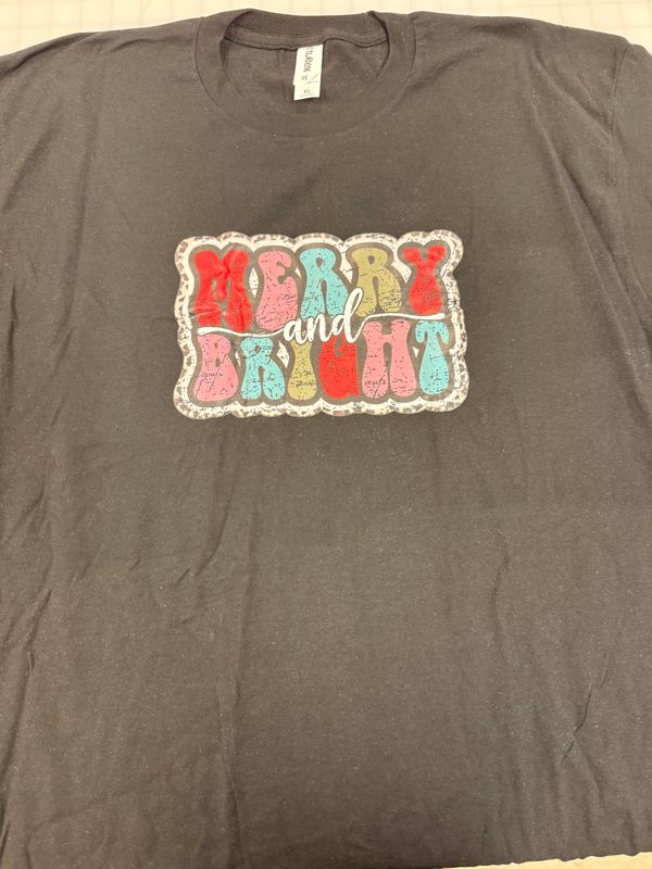 (XL) Merry and Bright - Short Sleeve Black