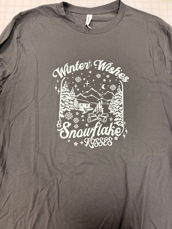 (XL) Winter Wishes  - Long Sleeve Gray