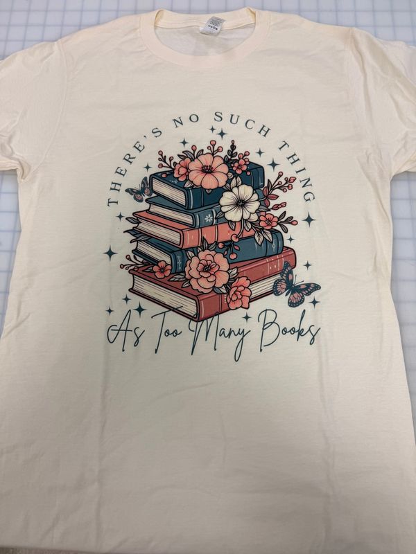 (S) Too Many Books - Short Sleeve Natural