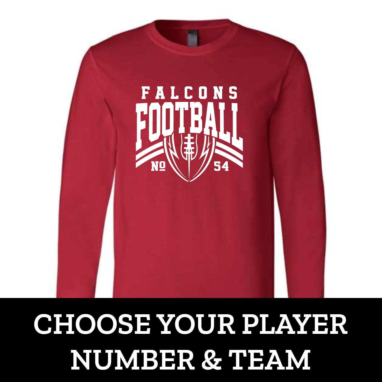 Customizable Team Football Number Long Sleeve