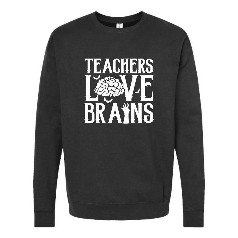 Customizable Teachers Love Brains Fleece Crew Customizable Teachers Love Brains Fleece Crew