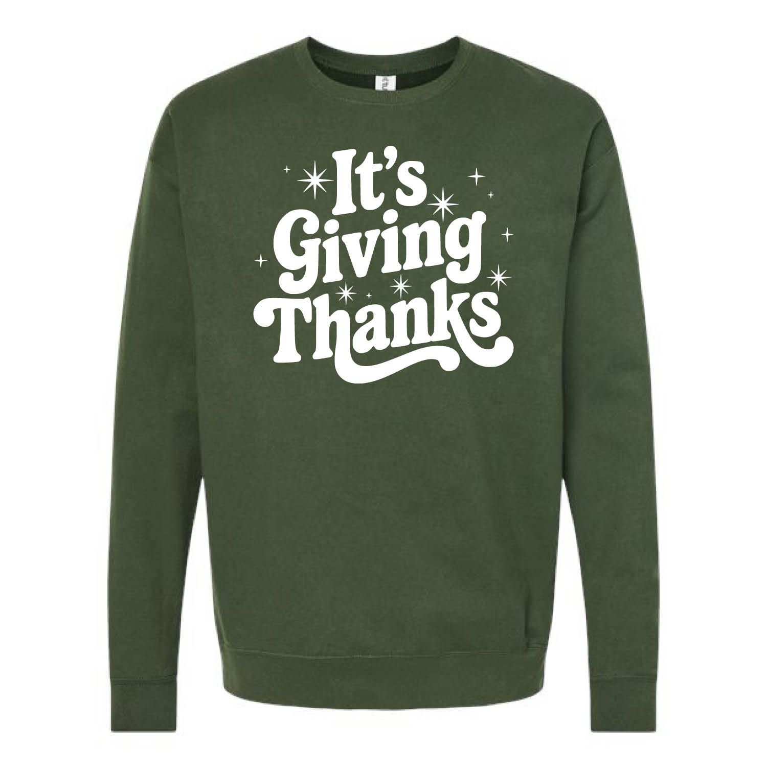 Customizable It's Giving Thanks Fleece Crew