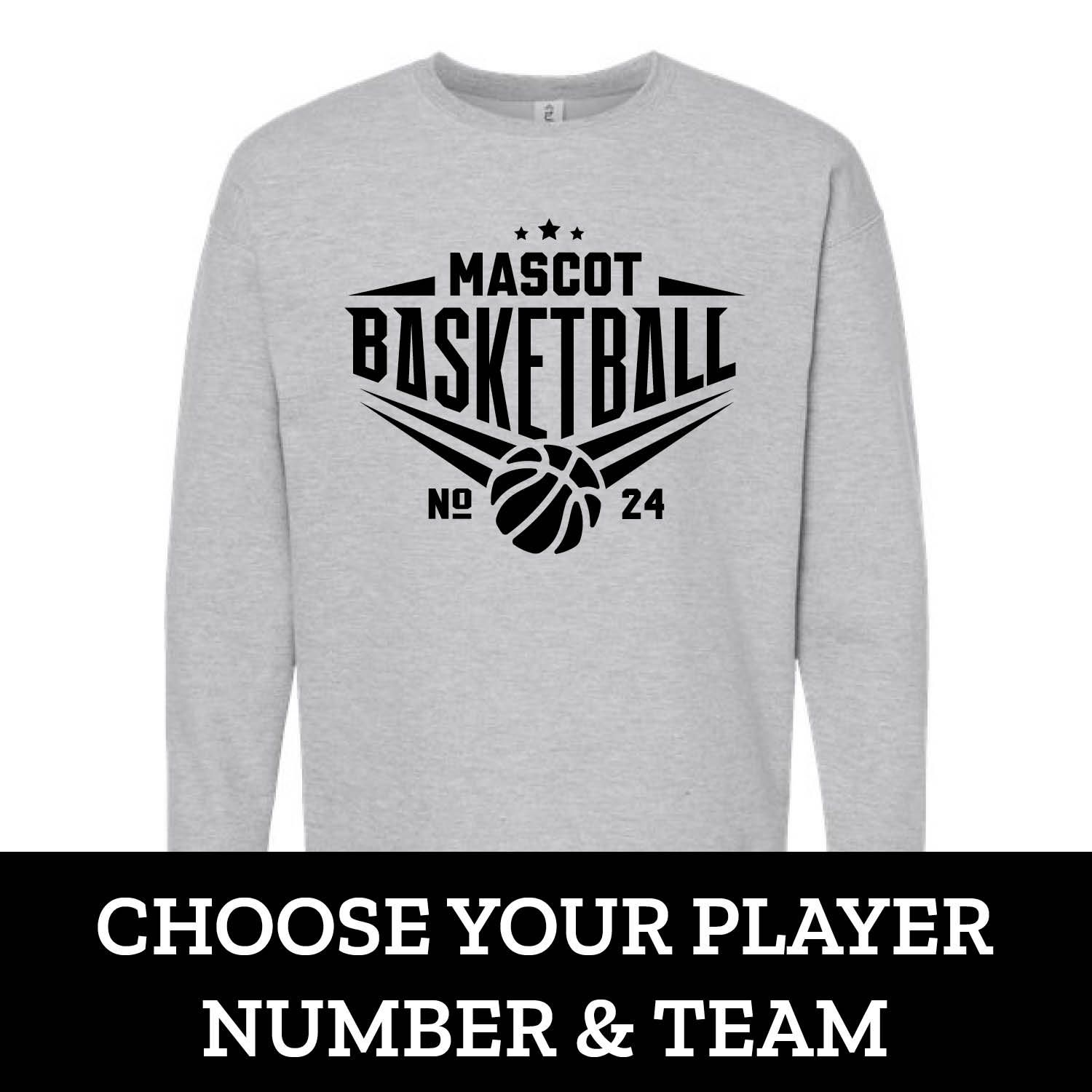 Customizable Team Basketball Number Fleece Crew Customizable Team Basketball Number Fleece Crew