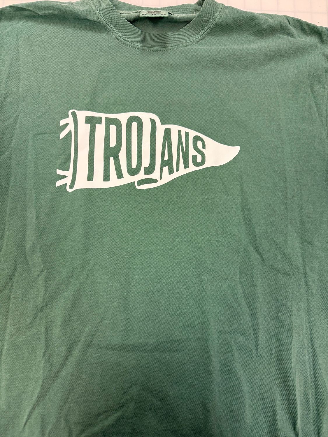 (XL) Trojans Pennant - Short Sleeve Light Green