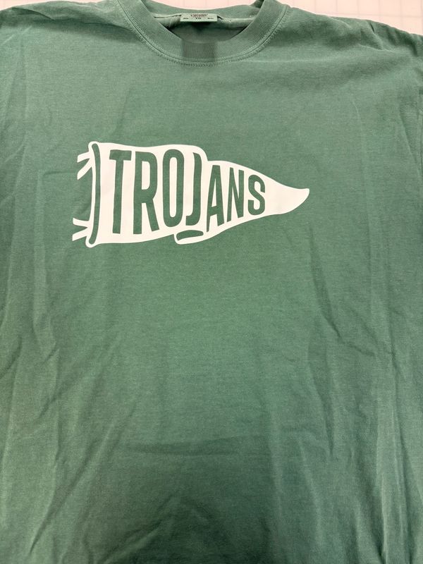 (XL) Trojans Pennant - Short Sleeve Light Green