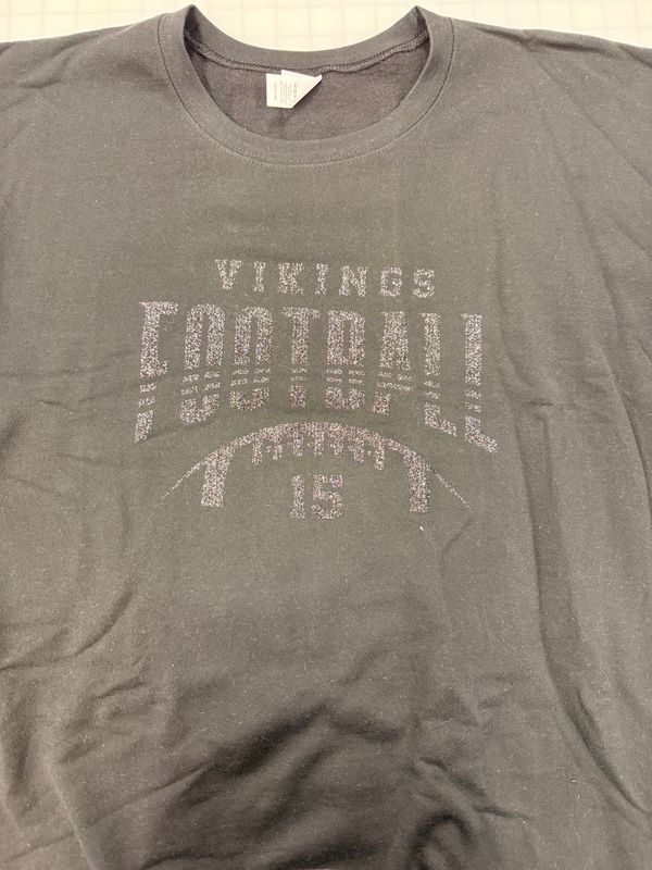 (3X) Vikings Football 15 - Glitter Black - Fleece Crew Black