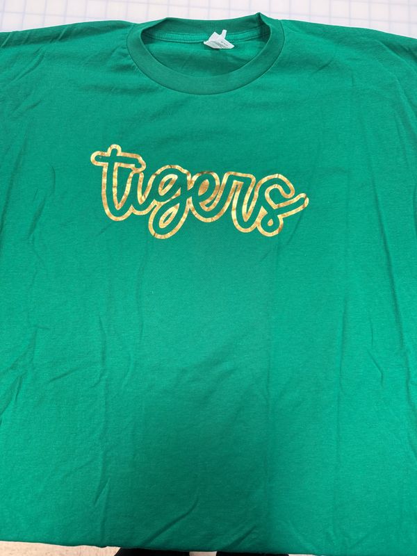 (2X) Tigers Script - Short Sleeve Kelly Green