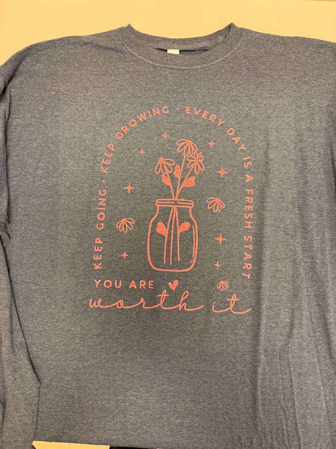 (2X) Worth It - Long Sleeve Heather Denim (2X) Worth It - Long Sleeve Heather Denim