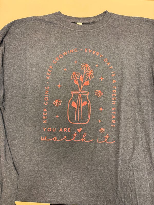 (2X) Worth It - Long Sleeve Heather Denim