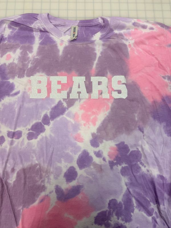 (2X) Bears - Glitter White - Short Sleeve Tie Dye Cotton Candy